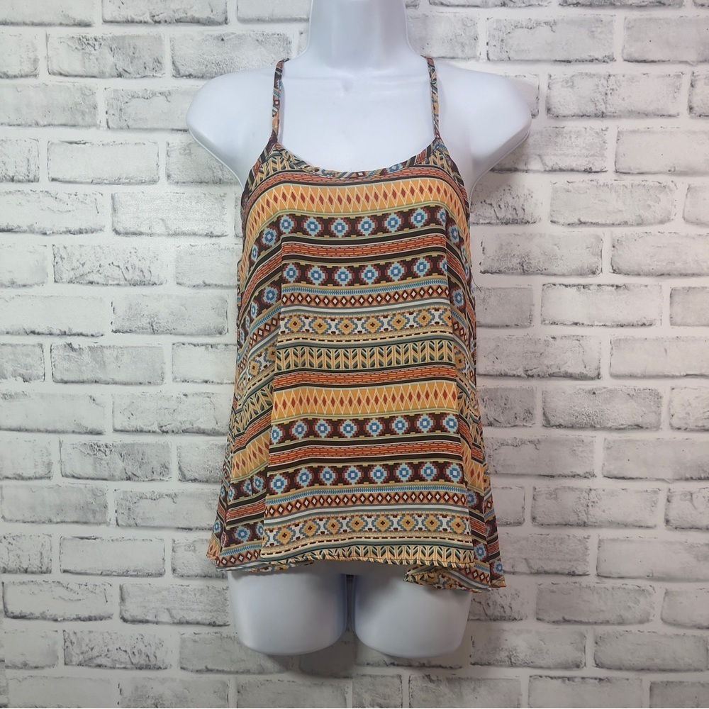 Nabee Aztec Racerback High Low Lightweight Top Extra Small - Picture 2 of 9